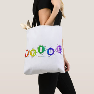SlipperyJoe's rainbow coloured pride sign bursts w Tote Bag