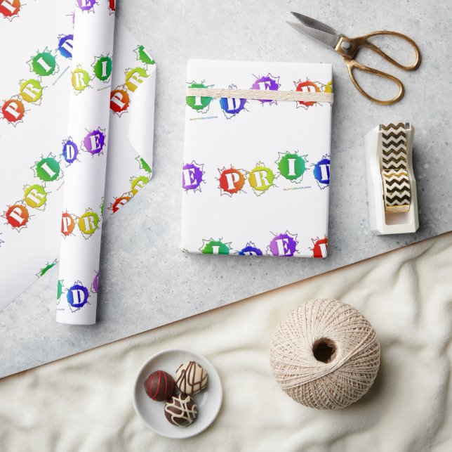 SlipperyJoe's rainbow coloured pride sign bursts w Wrapping Paper (Crafts)