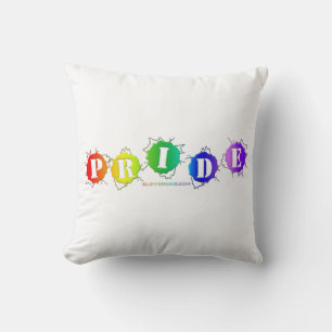 SlipperyJoe's rainbow coloured pride sign word thr Cushion
