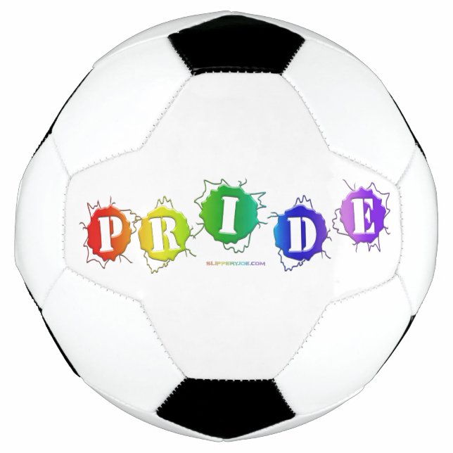 SlipperyJoe's rainbow coloured pride sign word thr Football (Front)