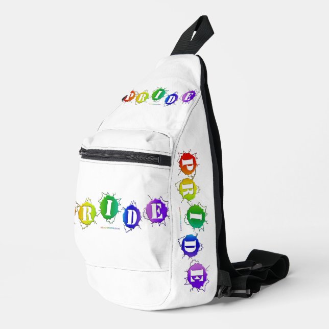SlipperyJoe's rainbow coloured pride sign word thr Sling Bag (Right Corner)