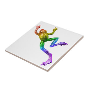 SlipperyJoe's rainbow gradient frog vibrant amphib Tile