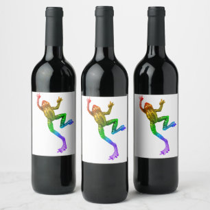 SlipperyJoe's rainbow gradient frog vibrant amphib Wine Label