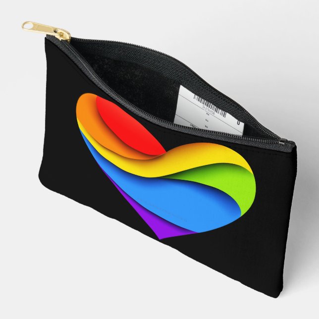 SlipperyJoe's rainbow layered heart shape red oran Accessory Pouch (Open)