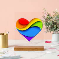 SlipperyJoe's rainbow layered heart shape red oran