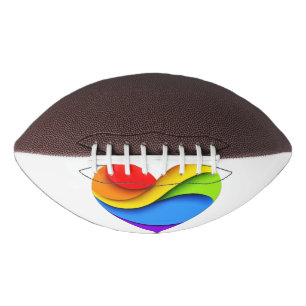 SlipperyJoe's rainbow layered heart shape red oran American Football