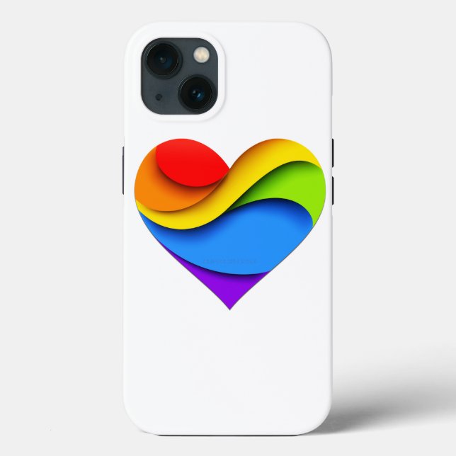 SlipperyJoe's rainbow layered heart shape red oran Case-Mate iPhone Case (Back)