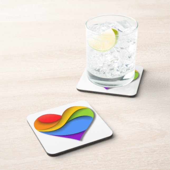 SlipperyJoe's rainbow layered heart shape red oran Coaster (Right Side)