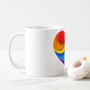 SlipperyJoe's rainbow layered heart shape red oran Coffee Mug