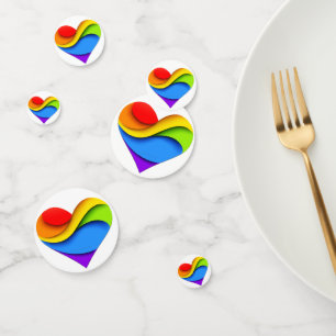 SlipperyJoe's rainbow layered heart shape red oran Confetti