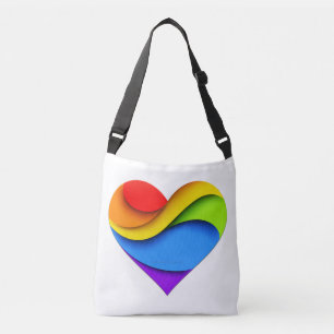 SlipperyJoe's rainbow layered heart shape red oran Crossbody Bag