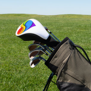 SlipperyJoe's rainbow layered heart shape red oran Golf Head Cover