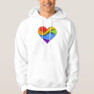 SlipperyJoe's rainbow layered heart shape red oran Hoodie