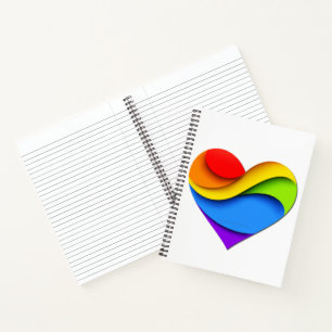 SlipperyJoe's rainbow layered heart shape red oran Notebook