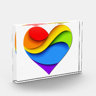 SlipperyJoe's rainbow layered heart shape red oran Photo Block