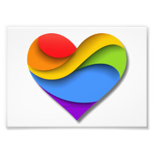 SlipperyJoe's rainbow layered heart shape red oran Photo Print