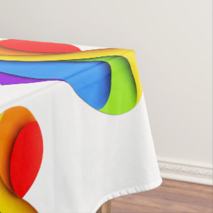 SlipperyJoe's rainbow layered heart shape red oran Tablecloth