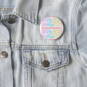 SlipperyJoe's rainbow LGBTQ+ community word cloud 6 Cm Round Badge