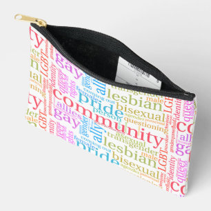 SlipperyJoe's rainbow LGBTQ+ community word cloud  Accessory Pouch