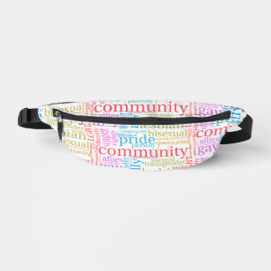 SlipperyJoe's rainbow LGBTQ+ community word cloud Bum Bags