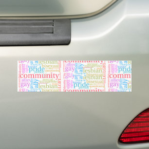 SlipperyJoe's rainbow LGBTQ+ community word cloud Bumper Sticker
