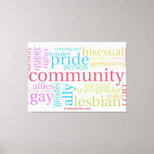 SlipperyJoe's rainbow LGBTQ+ community word cloud Canvas Print
