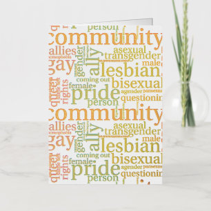 SlipperyJoe's rainbow LGBTQ+ community word cloud Foil Greeting Card