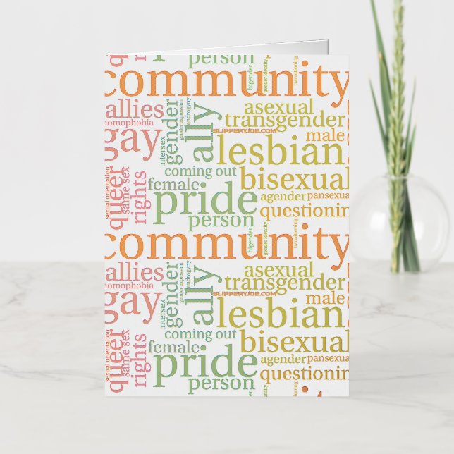 SlipperyJoe's rainbow LGBTQ+ community word cloud  Foil Greeting Card (Front)