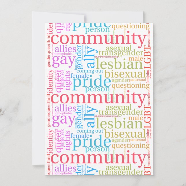 SlipperyJoe's rainbow LGBTQ+ community word cloud  Holiday Card (Front)