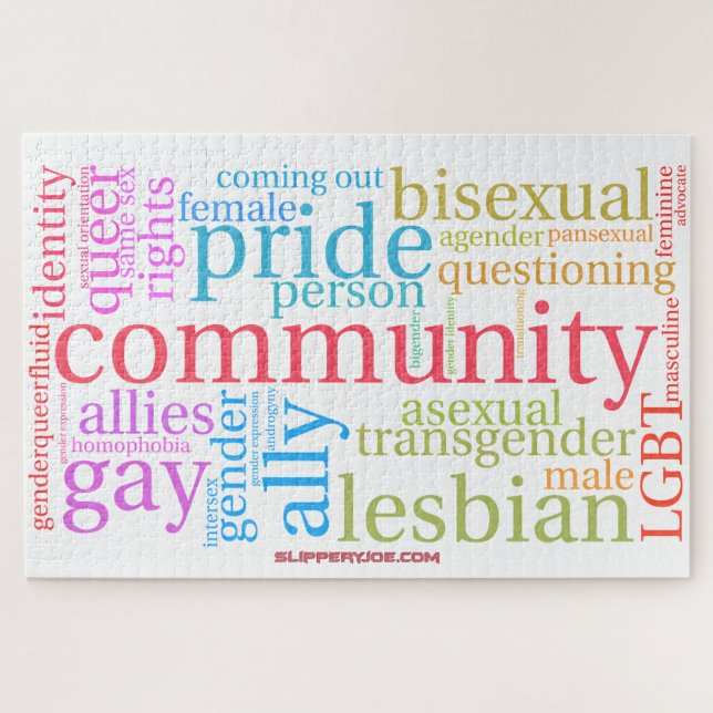 SlipperyJoe's rainbow LGBTQ+ community word cloud  Jigsaw Puzzle (Horizontal)
