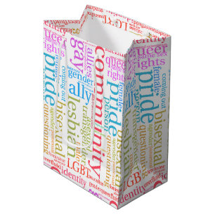 SlipperyJoe's rainbow LGBTQ+ community word cloud  Medium Gift Bag