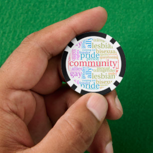 SlipperyJoe's rainbow LGBTQ+ community word cloud  Poker Chips
