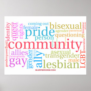 SlipperyJoe's rainbow LGBTQ+ community word cloud Poster