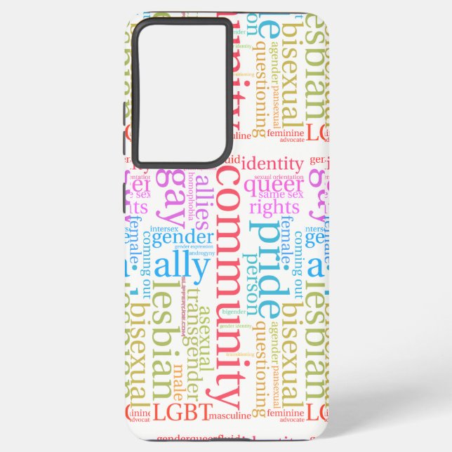 SlipperyJoe's rainbow LGBTQ+ community word cloud  Samsung Galaxy S21 Ultra Case (Back)
