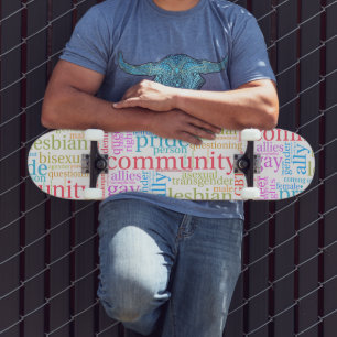 SlipperyJoe's rainbow LGBTQ+ community word cloud  Skateboard