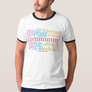 SlipperyJoe's rainbow LGBTQ+ community word cloud T-Shirt