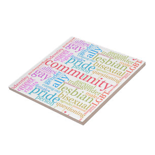 SlipperyJoe's rainbow LGBTQ+ community word cloud Tile