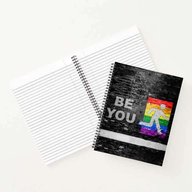 SlipperyJoe's rainbow pride colors panel urban str Notebook (Inside)