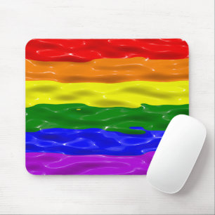 SlipperyJoe's rainbow pride colours glossy liquid  Mouse Mat