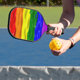SlipperyJoe's rainbow pride colours glossy liquid  Pickleball Paddle