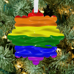 SlipperyJoe's rainbow pride colours glossy liquid  Tree Decoration Card