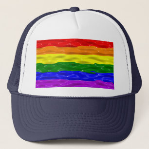 SlipperyJoe's rainbow pride colours glossy liquid  Trucker Hat