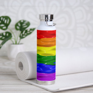 SlipperyJoe's rainbow pride colours glossy liquid  Water Bottle
