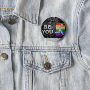 SlipperyJoe's rainbow pride colours panel urban st 6 Cm Round Badge