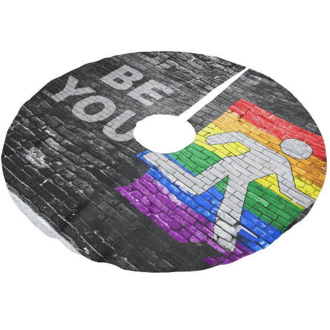 SlipperyJoe's rainbow pride colours panel urban st Brushed Polyester Tree Skirt (Angled)