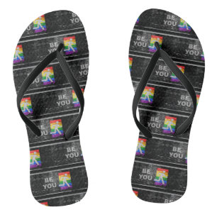 SlipperyJoe's rainbow pride colours panel urban st Flip Flops