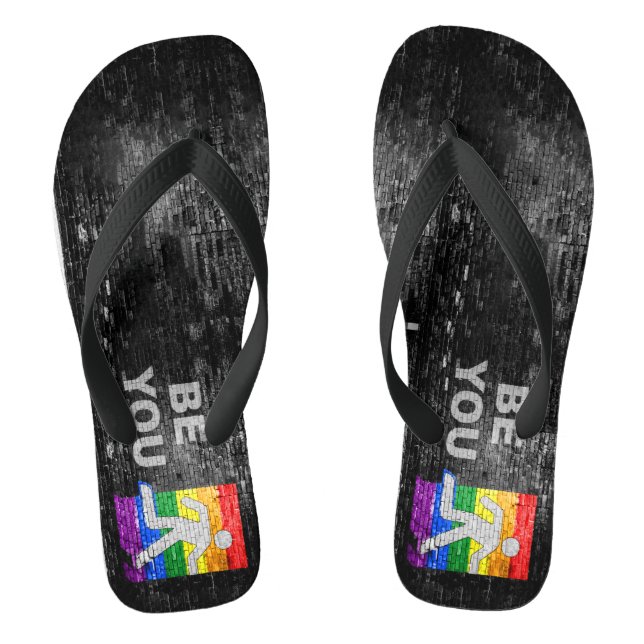 SlipperyJoe's rainbow pride colours panel urban st Flip Flops (Footbed)