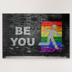 SlipperyJoe's rainbow pride colours panel urban st Jigsaw Puzzle