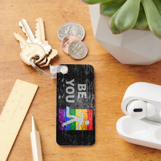SlipperyJoe's rainbow pride colours panel urban st Key Ring (Desk)