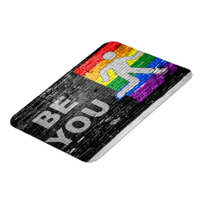 SlipperyJoe's rainbow pride colours panel urban st Magnet (Left Side)